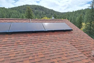 Tile roof viewed from above